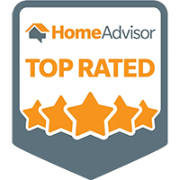 HomeAdvisor Top Rated badge with five stars.